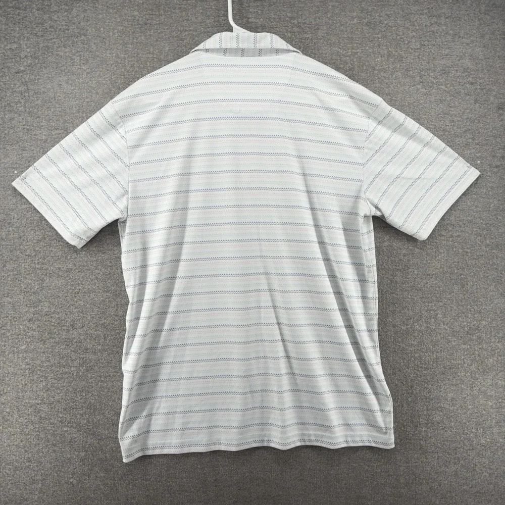 Swannies Performance Golf Polo Shirt Men Size Large Striped White Short Sleeve
